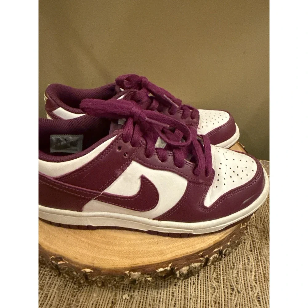 Nike Dunk Low White Purple Leather - Size Kids 4Y FB9109-110